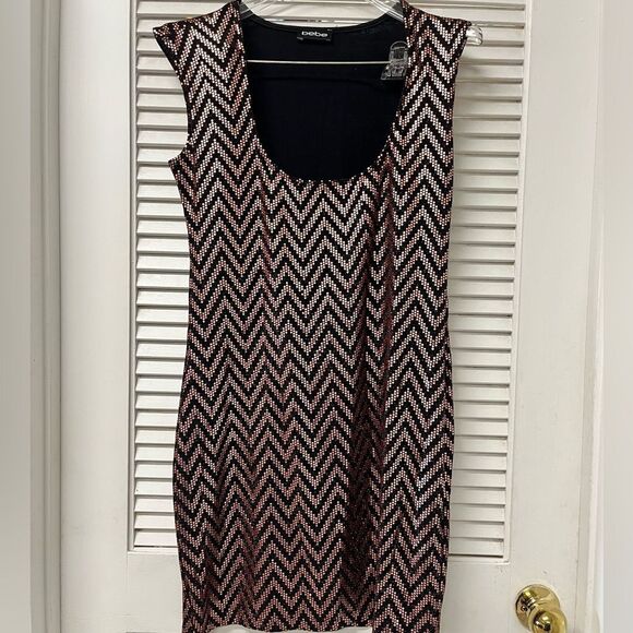 BEBE  black/Gold Sequin Sparkle Mini Dress Sz JS - Picture 1 of 3